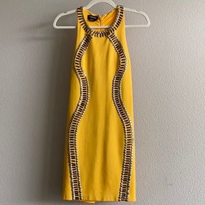 Bebe dress with yellow sequin